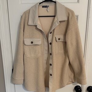 Cream Sherpa Button-Up Jacket